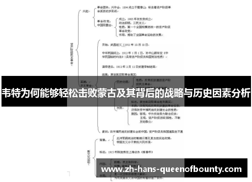 韦特为何能够轻松击败蒙古及其背后的战略与历史因素分析
